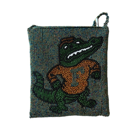 Vintage Beaded University of Florida Fighting Gator Logo Crossbody Purse - Picture 1 of 5